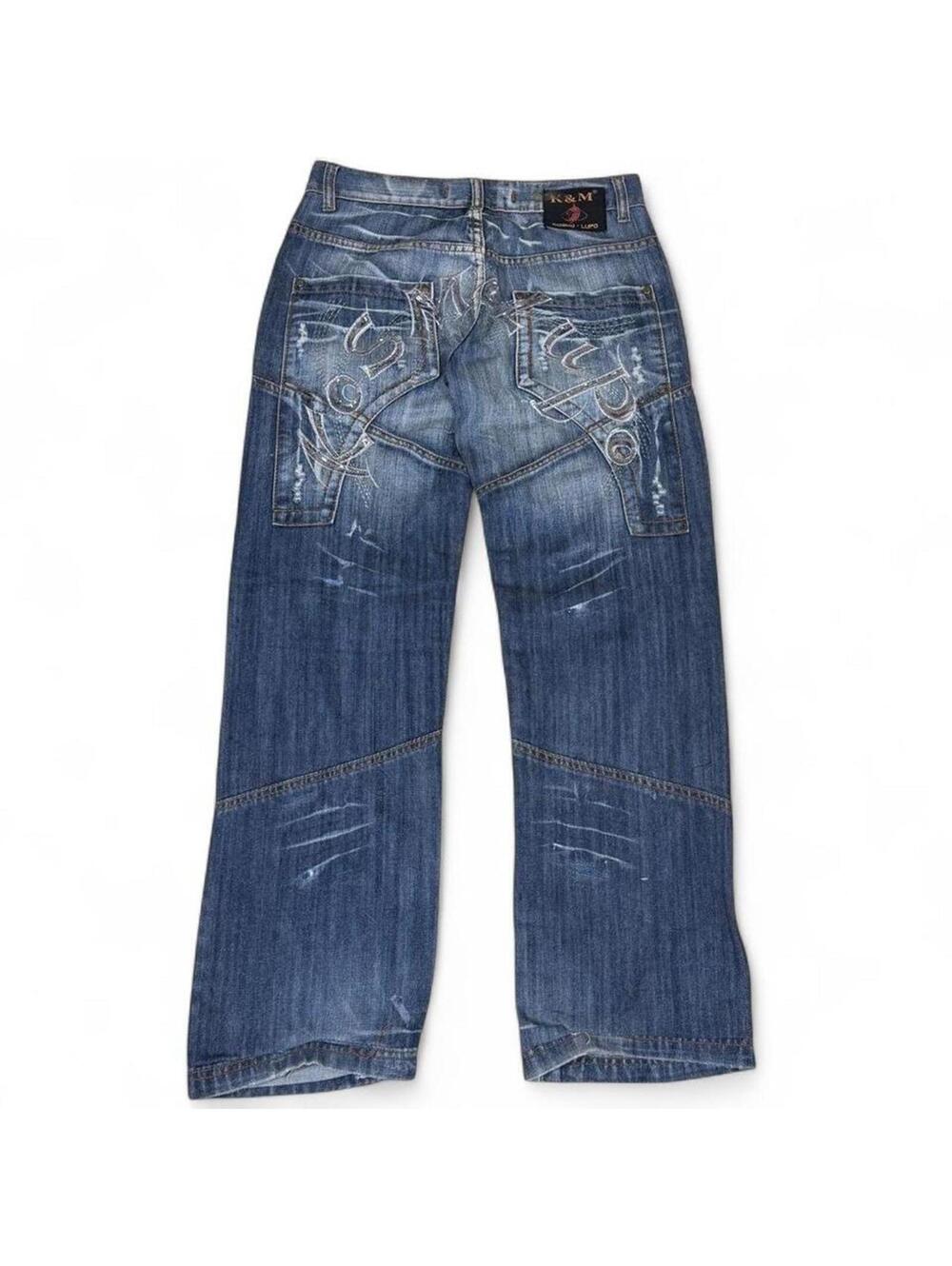 Y2K Style Kosmo Lupo Designer unique work denim jeans